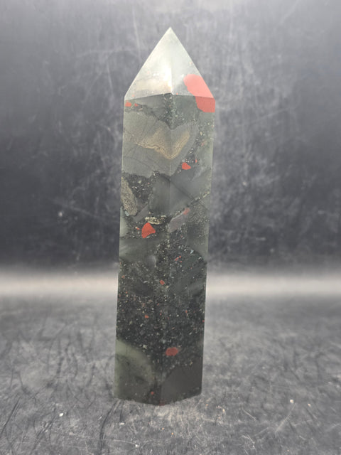 Large African bloodstone tower! 5.7 inches tall, 13.2 inches!