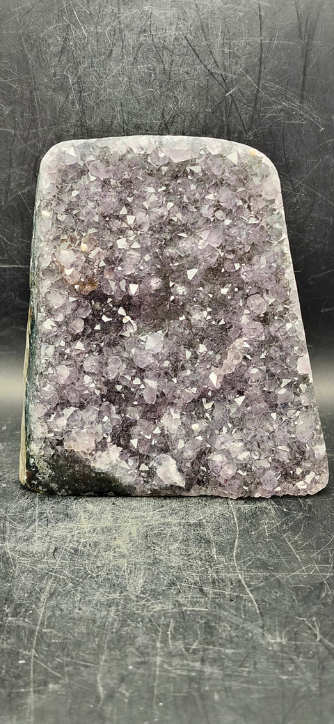 Amethyst cut base free form! 2.2 pounds, 4.5 inches tall, 3.6 wide