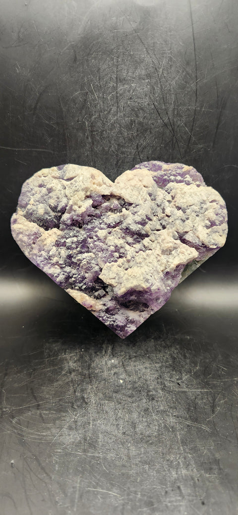 Druzy florite heart! 1.10 pounds! 5 inches wide, 5 inches tall