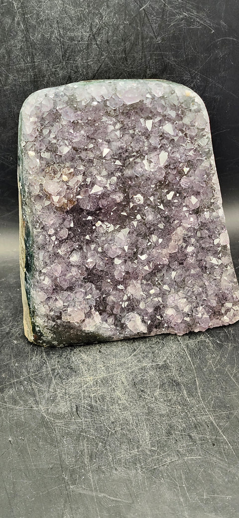 Amethyst cut base free form! 2.2 pounds, 4.5 inches tall, 3.6 wide