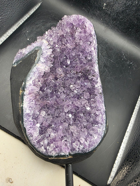 XXL grade AA amethyst on metal stand 4.15 pounds 11 inches tall with stand