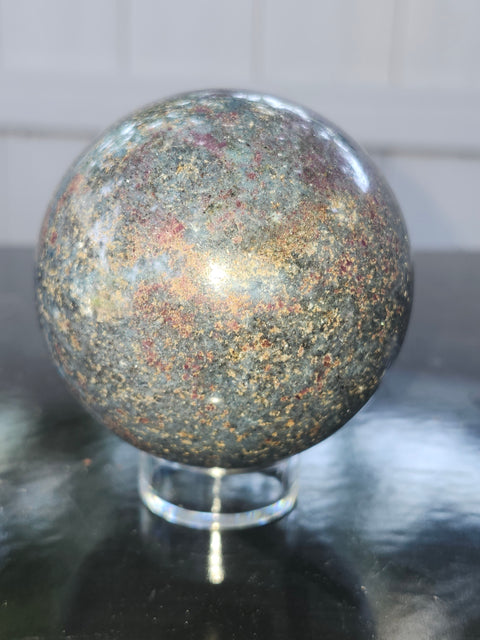 Ruby in kyanite sphere! 1.4 pounds, 66.8mm, 2.63 inches uv reactive