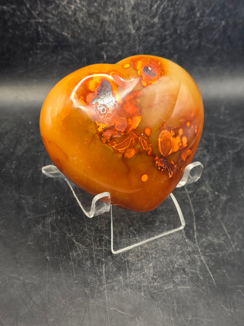 Carnelian agate heart! 3.3 inches wide, 3 inches tall