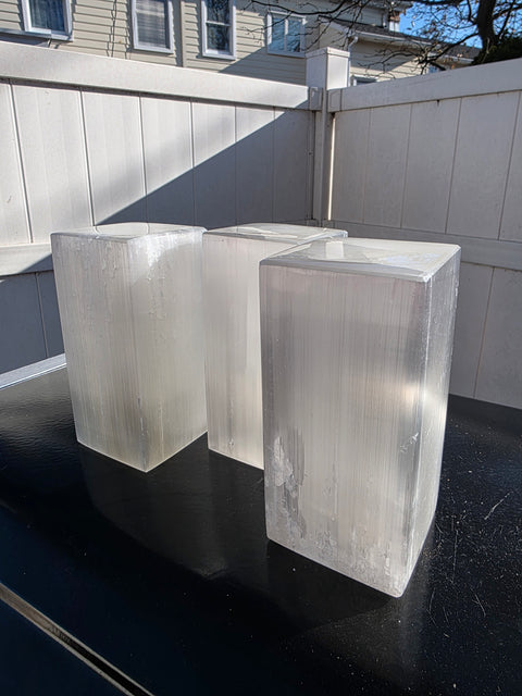 Rectangle polished selenite lamp! 3 pounds, 5.7" tall with led light!