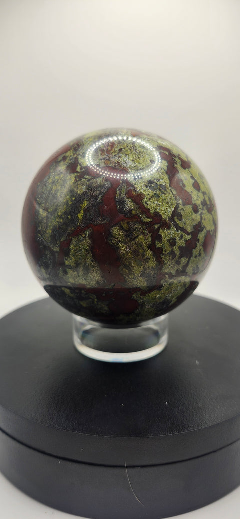 Dragon bloodstone sphere! 83mm, 3.27 inches, 1.15 pounds