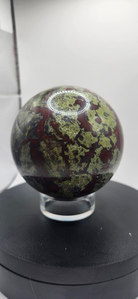 Dragon bloodstone sphere! 83mm, 3.27 inches, 1.15 pounds