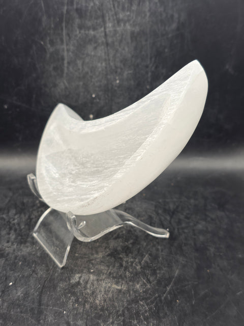 Selenite moon bowl! 9 ounces, 5.4 inches long by 2.1 inches