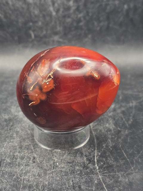 Carnelian agate egg! 5.5 ounces, 2.2 inches tall, 1.7 inches wide