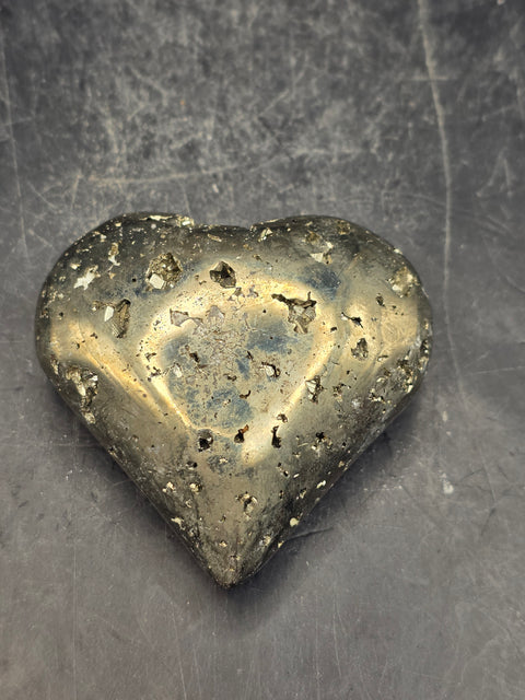 Pyrite heart! 3.3 ounces, 1.8 inches wide, 1.8 inches tall