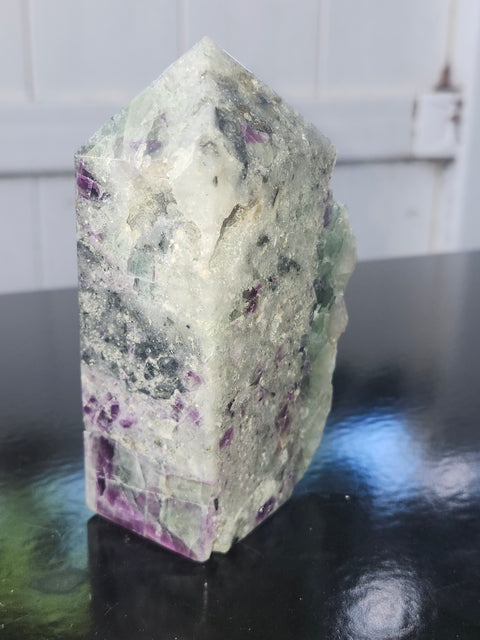 Pyrite in florite free form tower!!  4.4 inches tall, 2.5 inches wide, 1.2 pounds