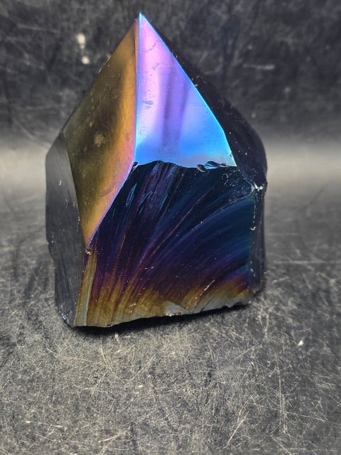 Titanium obsidian polished top point! 7.7 ounces, 2.6 inches tall