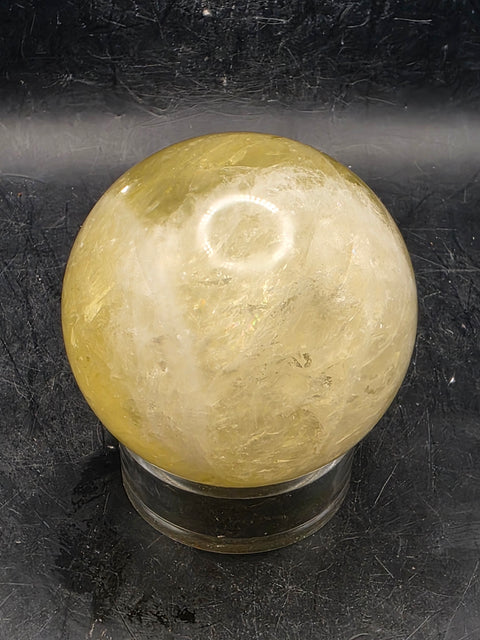 Lemon quartz sphere! 61mm, 2.4 inches, 11.2 ounces +