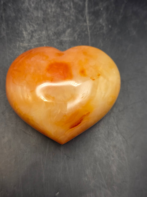 Carnelian agate heart! 2.7 inches wide, 2.4 inches tall