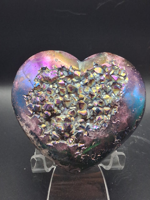 Aura quartz heart! 14 ounces, 3.5 inches by 3.5 inches