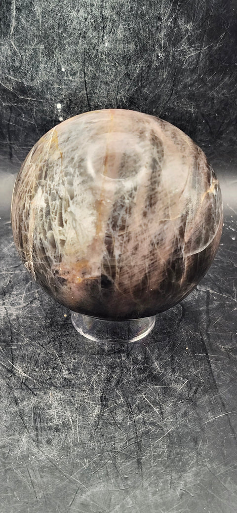 Black moonstone sphere! 73mm, 2.8 inches, 1.2 pounds