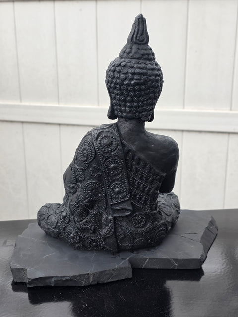 XL shungite praying Buddha figurine! 5.14 pounds, 11 inches tall