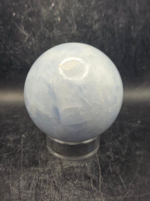 Blue calcite sphere! 74.5mm, 2.9 inches, 1.4 pounds!