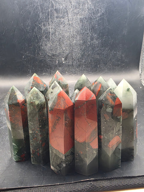 African bloodstone tower! 3.1 to 3.4 inches tall!