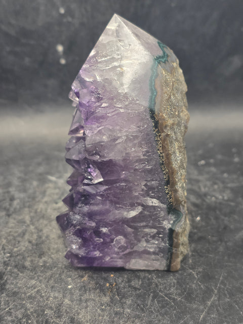 Druzy Amethyst polished top point! 8.3 ounces, 3.2 inches tall, 2.1" wide