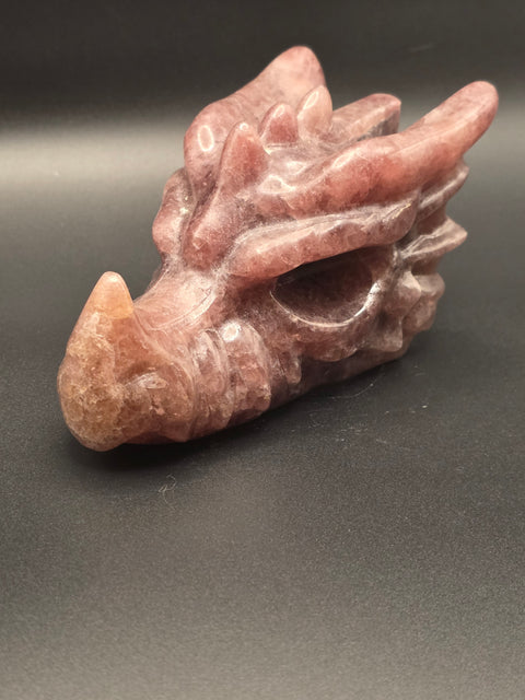 Strawberry quartz dragon skull! 5.3 inches long, 1.3 pounds