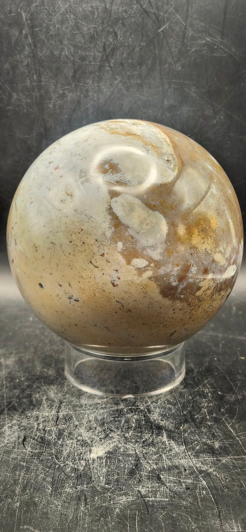 Druzy ocean jasper sphere! 82.6mm, 3.2 inches, 1.11 pounds!