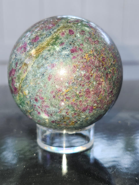 Ruby in kyanite sphere! 13 ounces, 59.4mm,2.33 inches uv reactive