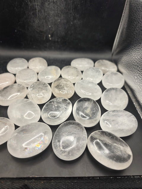 Clear quartz pillow palm stone! 1.7 inch
