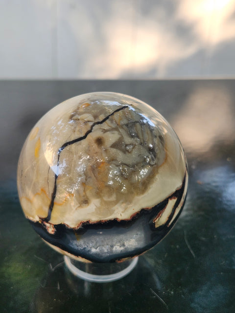 Druzy volcanic agate sphere! 11 ounces, 62mm, 2.4 inches