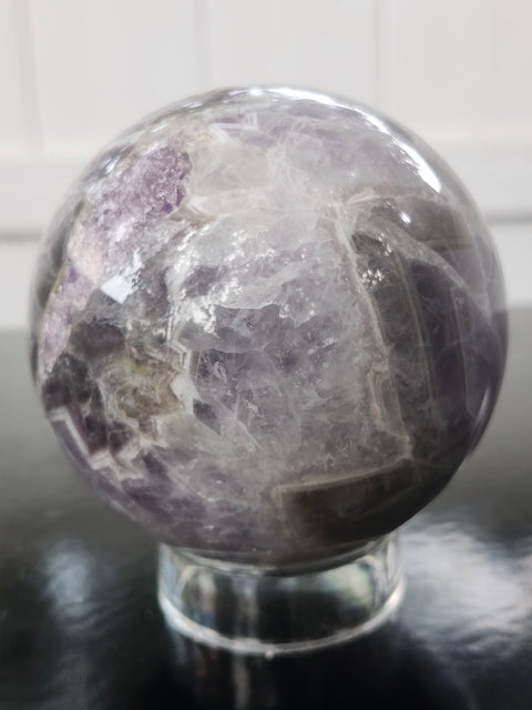 Chevron amethyst sphere! 1.9 pounds, 79mm, 3.1 inches