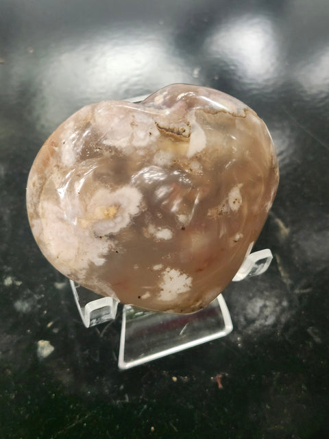 Flower agate heart! 10 ounces, 75mm wide, 69mm tall, 42mm thick