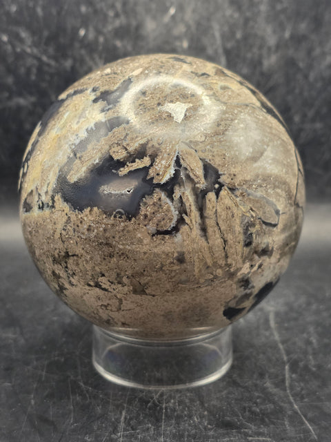 Large volcanic agate sphere! 85.7mm, 3.3 inches 1.12 pounds