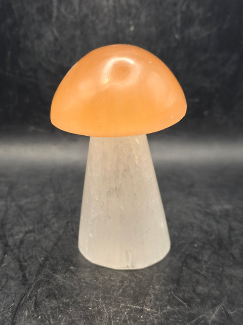 Peach top selenite mushroom! 3 inches tall!