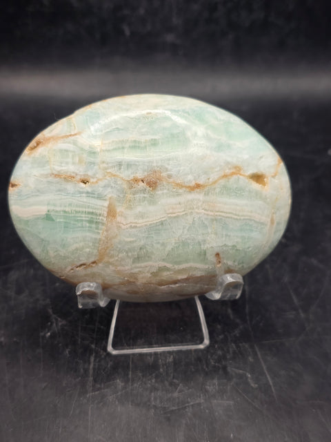 Caribbean calcite palm stone! 5.7 ounces, 3 inches long, 2.2" wide