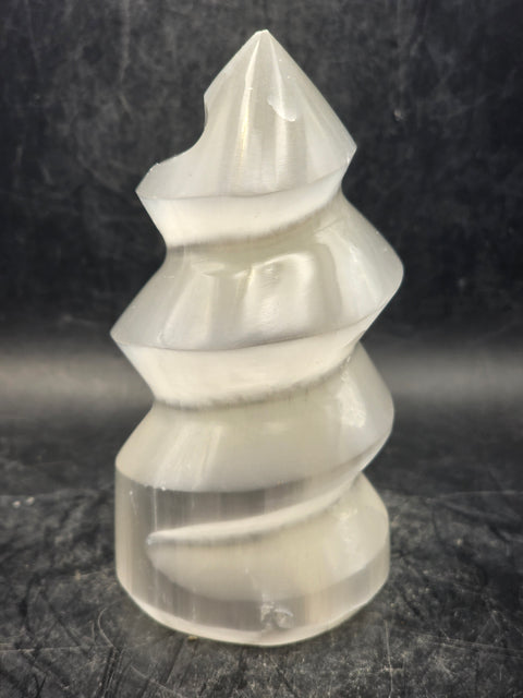 Selenite spiral tower! 3.9 inches tall, 9 ounces!