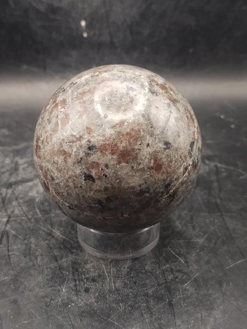 Flame stone sphere "yooperlite" 58mm, 2.2 inches, 9.6 ounces!