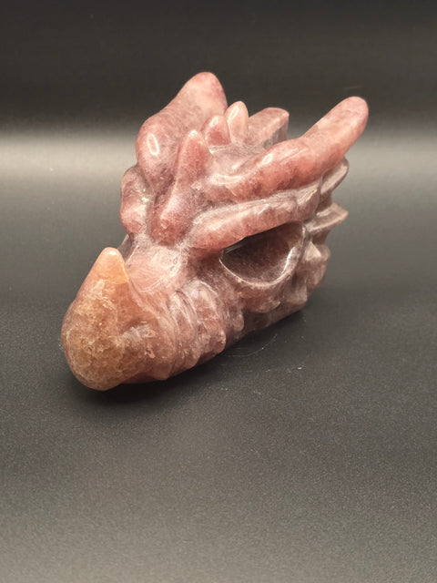 Strawberry quartz dragon skull! 5.3 inches long, 1.3 pounds