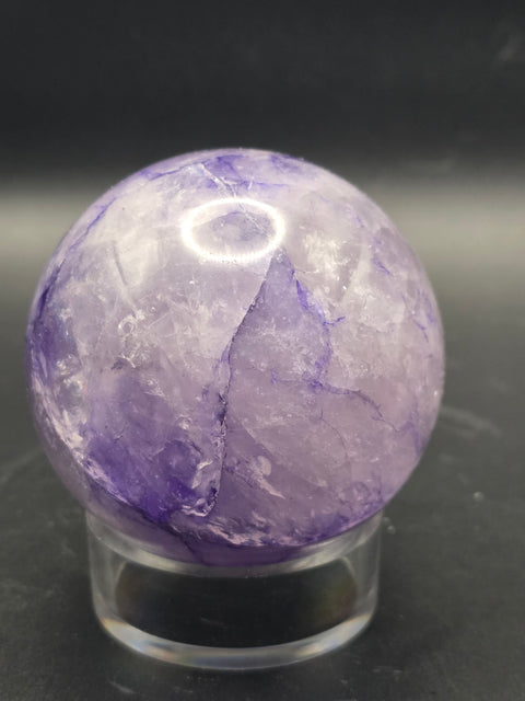 Purple crackle quartz sphere! 60.8mm, 2.3 inches, 11.2 ounces