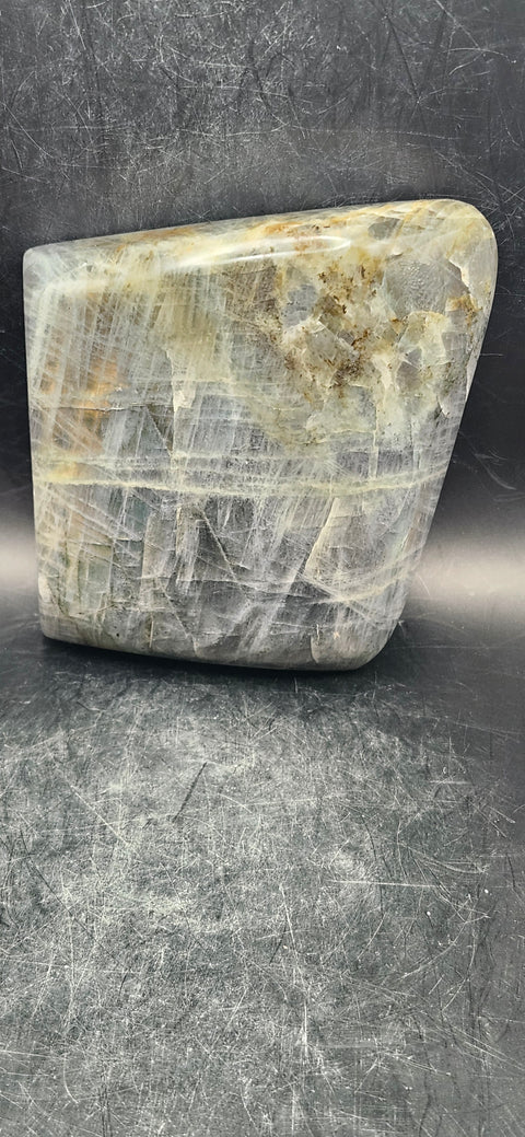 Purple flash labradorite free form! 14 ounces, 3 inches tall, 3.5 wide