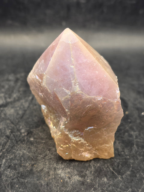 Aura Rose quartz Polished top point! 4.3 ounces, 2.3 inches tall