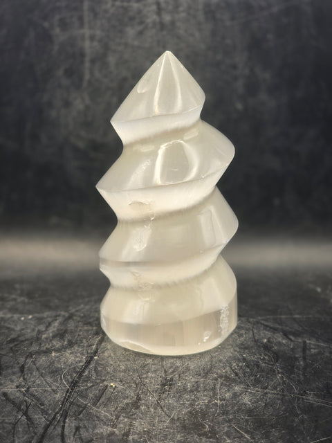 Selenite spiral tower! 3.9 inches tall, 9 ounces!