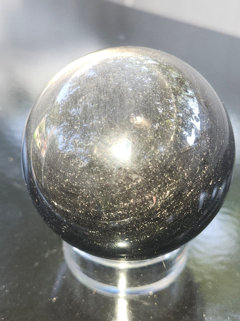 Silver obsidian sphere! 2.5 inches, 63mm, 11.5 ounces