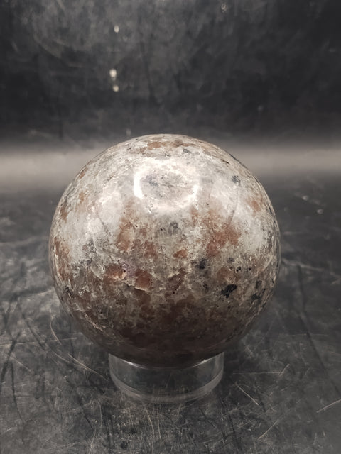 Flame stone sphere "yooperlite" 58mm, 2.2 inches, 9.6 ounces!