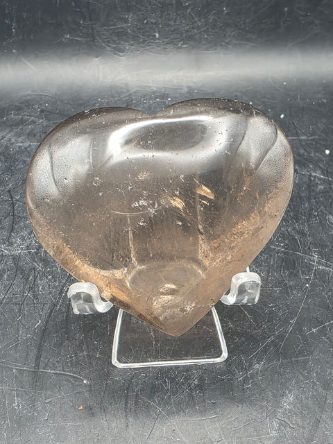 Smoky quartz heart!! 4 to 5 ounces, 2.5 to 3 inches!!