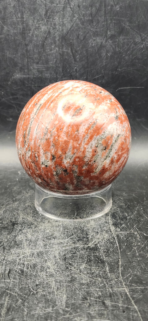 Brecciated jasper sphere! 64mm, 2.5 inches, 13 ounces!