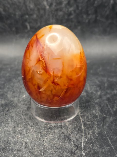 Druzy Carnelian agate egg! 4.5 ounces, 2 inches tall, 1.6" wide