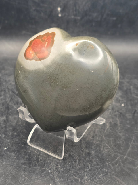 Polychrome jasper heart! 8 ounces, 2.9 inches wide, 2.7" tall