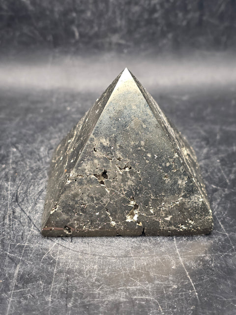 Pyrite pyramid! 9 ounces, 1.8 inches tall, 2.2" wide