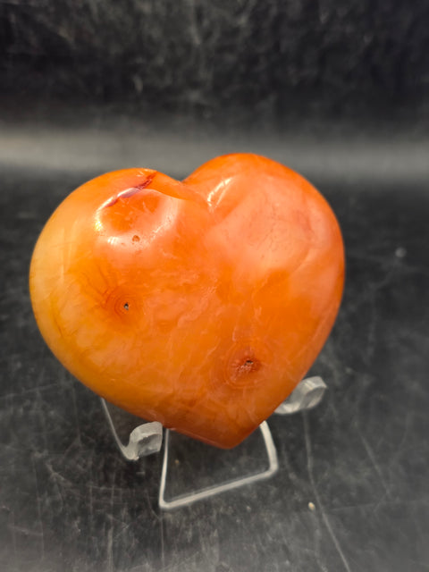 Carnelian agate heart! 2.7 inches wide, 2.4 inches tall