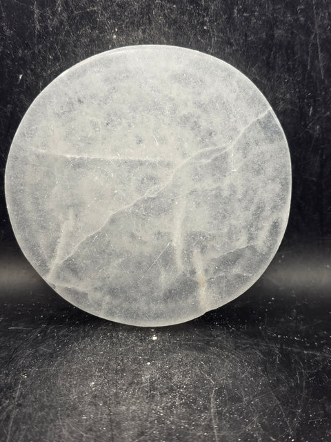 Selenite etched mandala charging plate! 4 inches wide