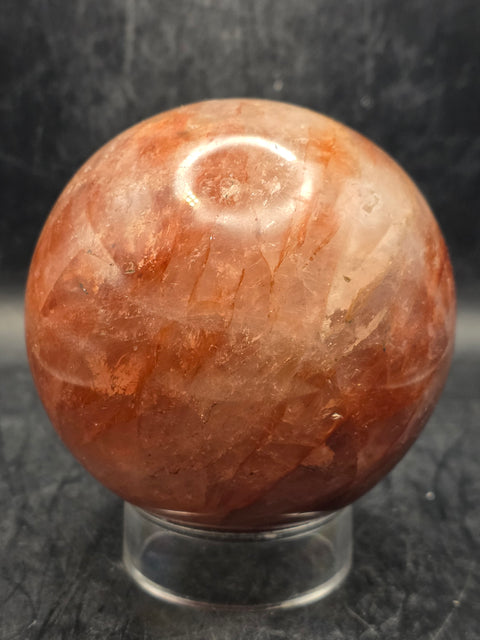 Red hematoid fire quartz sphere! 78.9mm, 3.1 inches, 1.8 pounds!